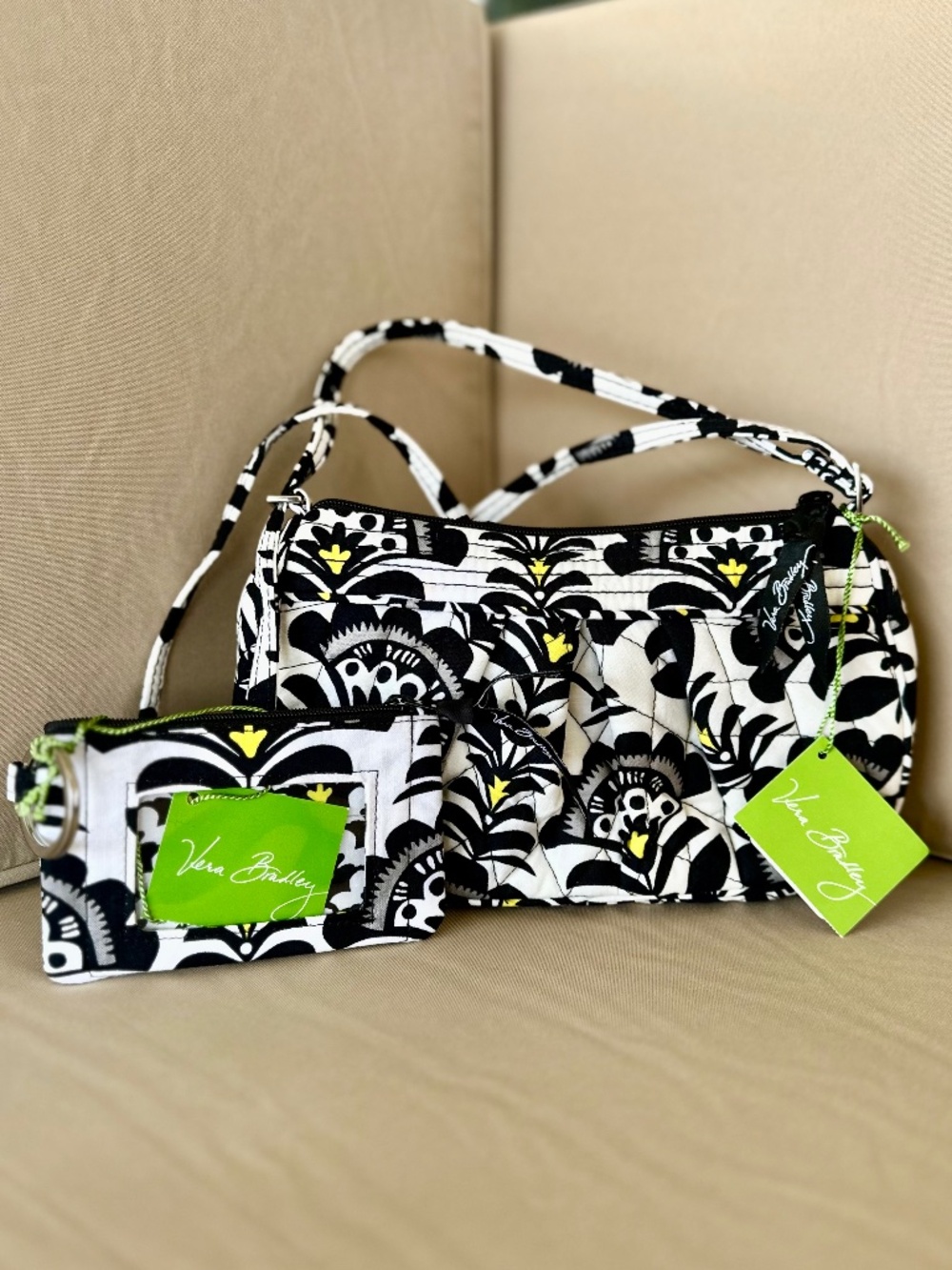 NWT Vera Bradley 2-Piece Set Fanfare Crossbody Bag & Zip ID Case
